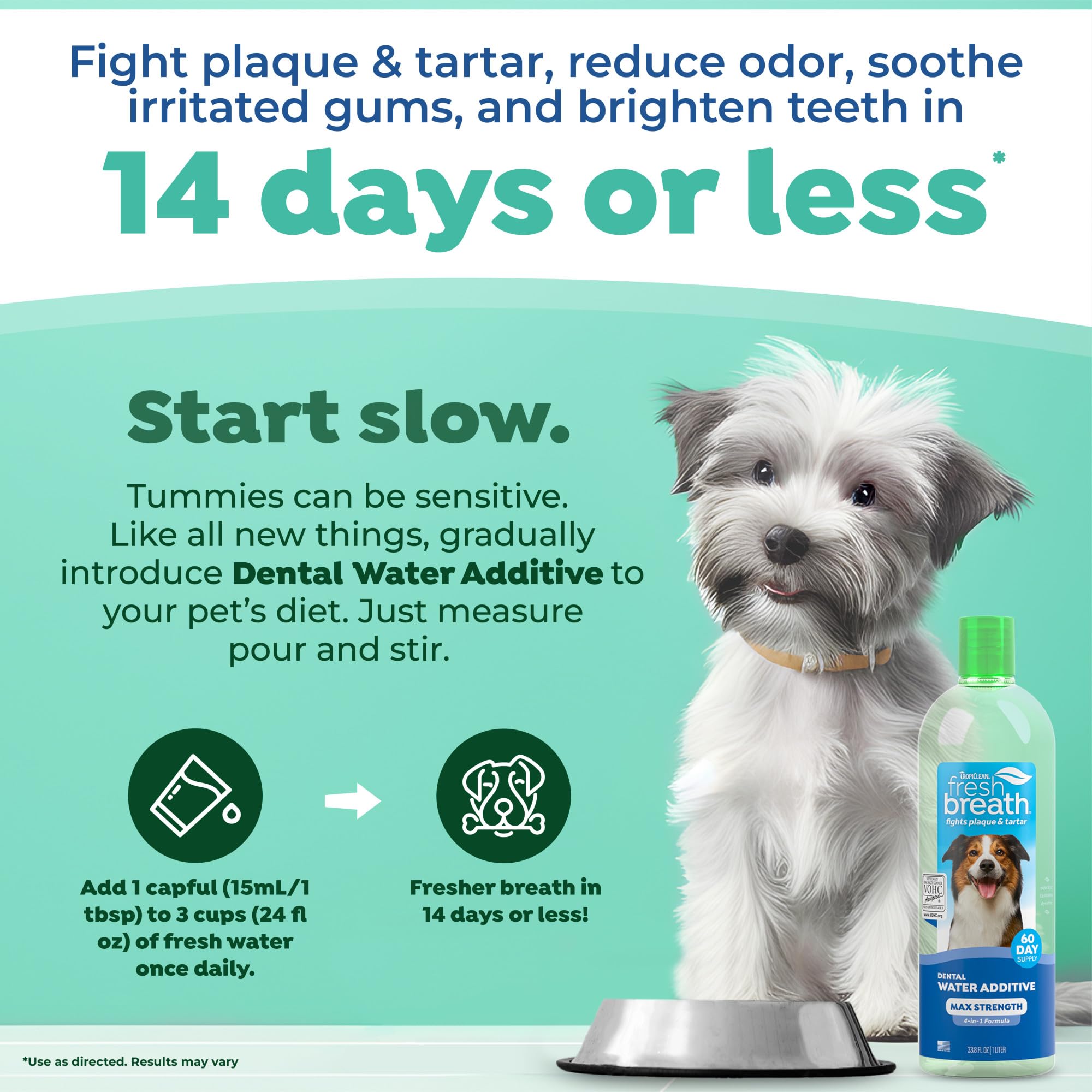 TropiClean Fresh Breath Advanced Whitening Water Additive for Dogs, Max Strength Dog Teeth Cleaning and Breath Freshener Solution, 33.8oz - image 3