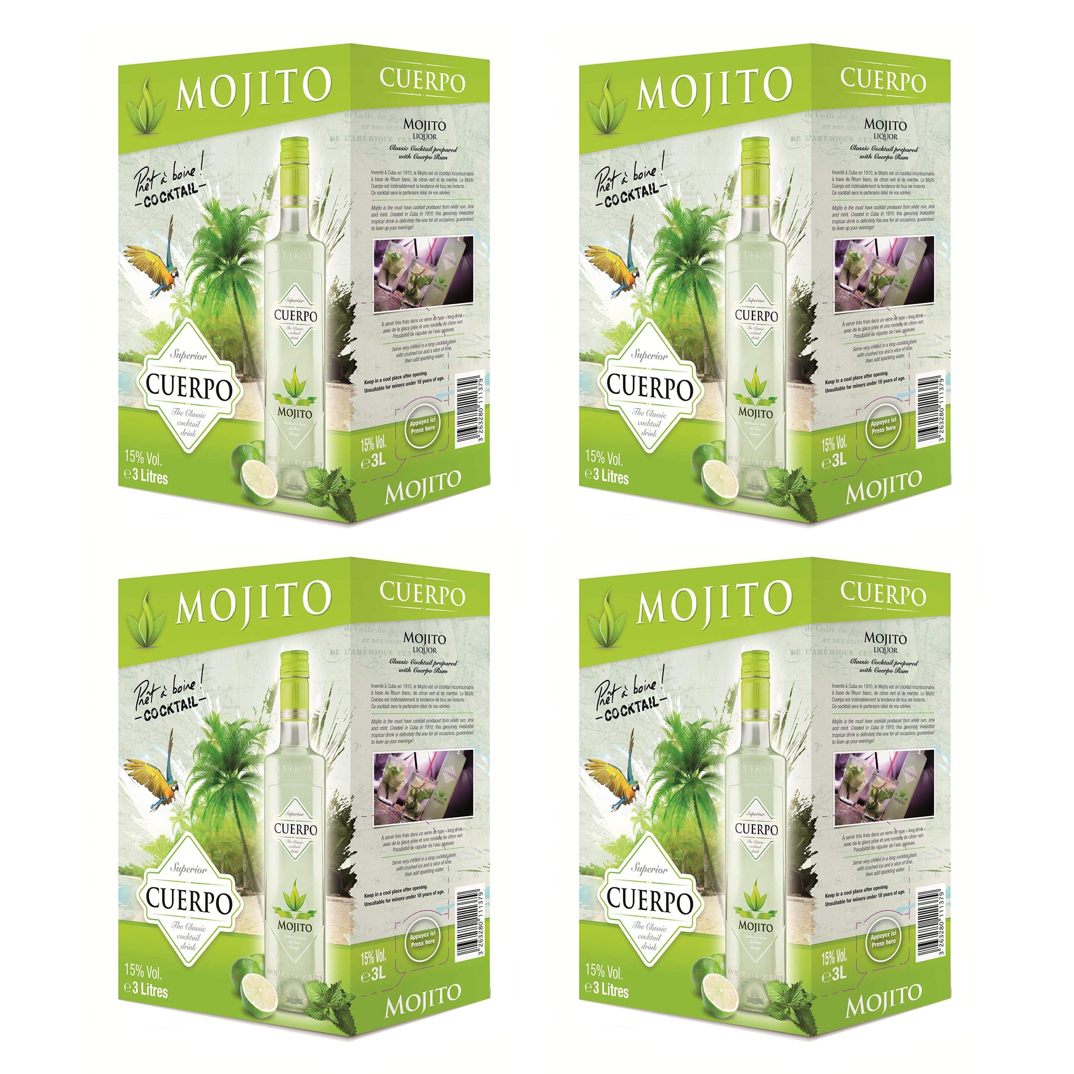 Bag-in-Box Mojito CUERPO Trinidad & Tobago Mischgetränke Cocktails 4x 3l