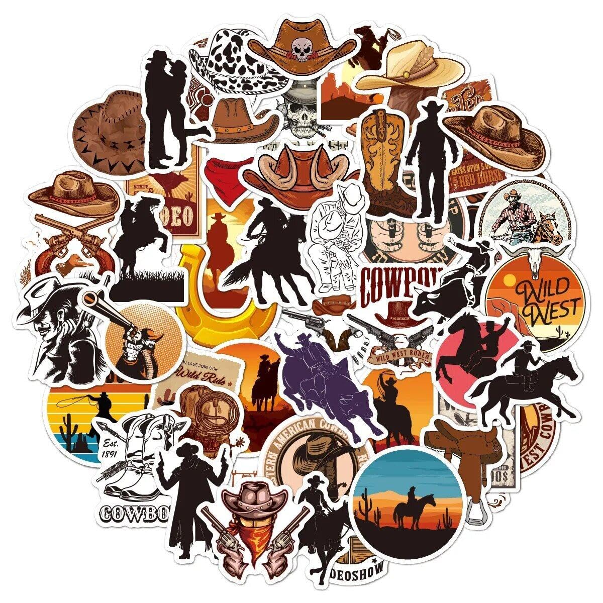 Luxylei Style 2 100Pcs Classic Art Stickers Western Cowboy Style Stickers Vinyl Waterproof Sticker For Laptop Skateboard Luggage Phone