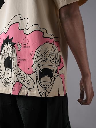 Unisex Anime Oversized T Shirts for Men and Women, Baka Trio Printed Drop Shoulder Anime T Shirt
