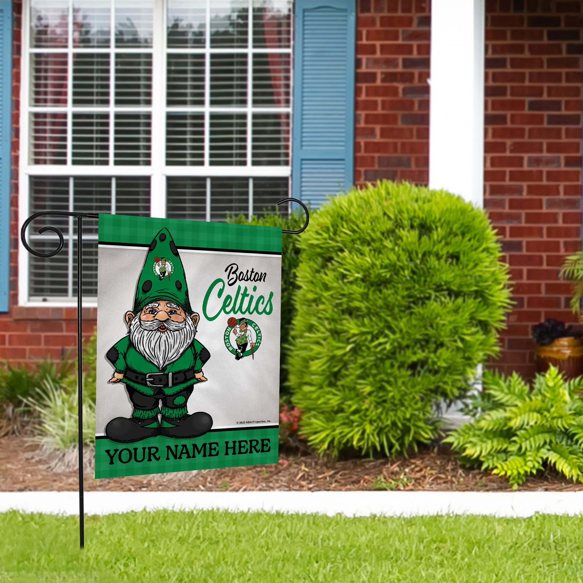 Rico Industries NBA Basketball Celtics Gnome Spring Personalized Garden Flag