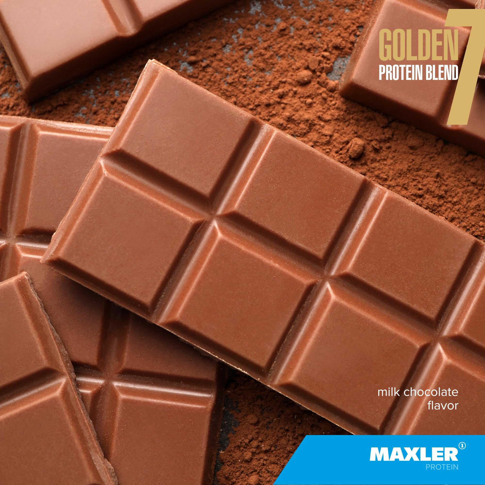 Maxler Golden 7 Protein Blend - Protein Powder for Muscle Gain & Recovery - Milk Chocolate Protein Powder 2 lb