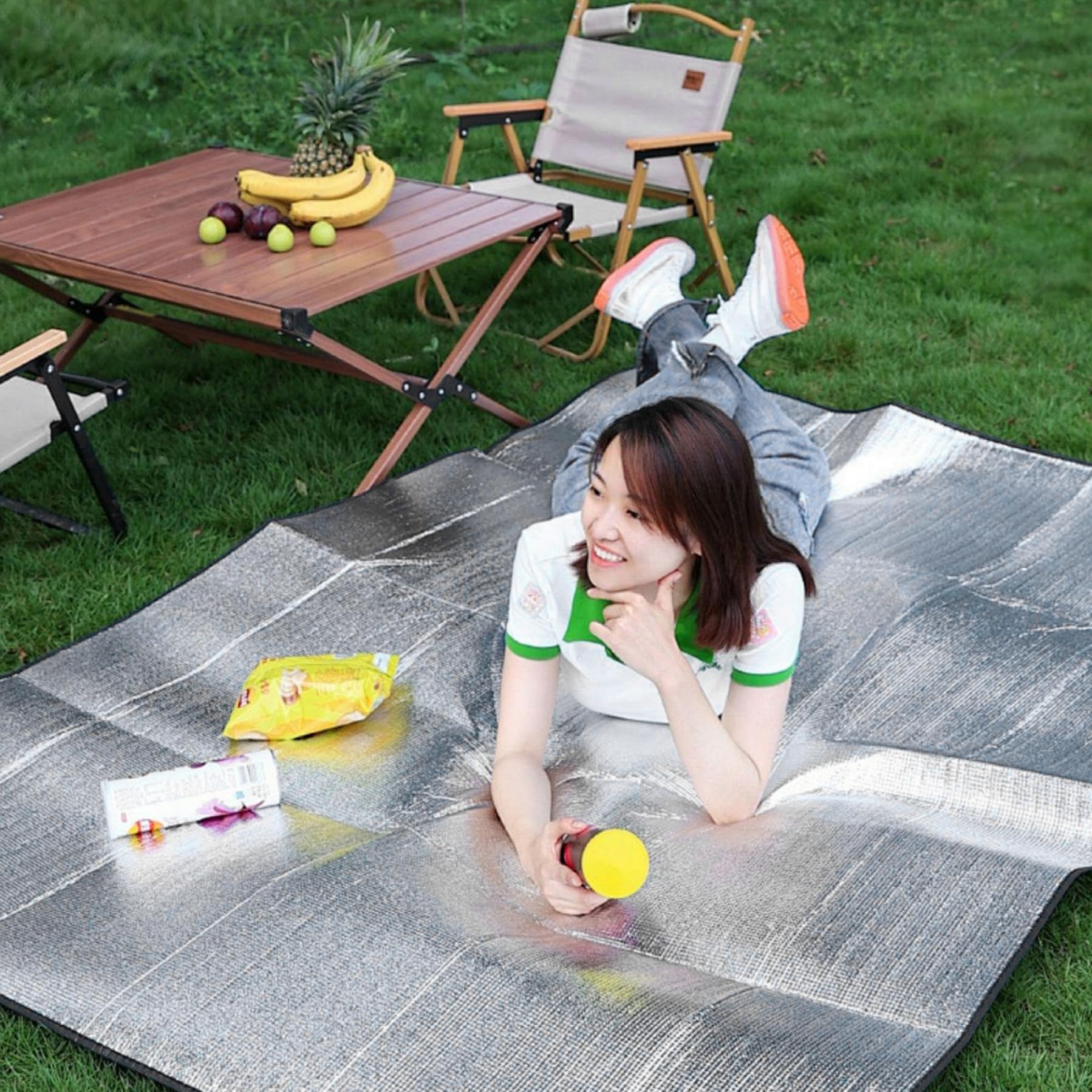 Campingmatte 59 x 78 Zoll Camping-Schlafmatte zum Reflektieren von Wärme, 0, 16 Zoll Dicker Schaumstoff