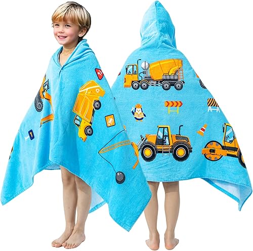 Miniatura 8 de Toalla con capucha 100% algodón para niños de 2 a 6 años, toalla de playa para piscina, toalla de playa, suave y absorbente, poncho de playa pequeño