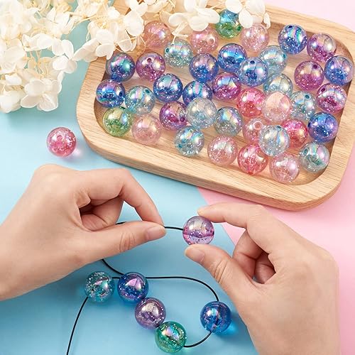 Miniatura 6 de Cheriswelry 100 cuentas redondas de cristal AB de 0.787 pulgadas (0.787 in) con polvo de purpurina sueltas espaciadoras para pulseras, collares,