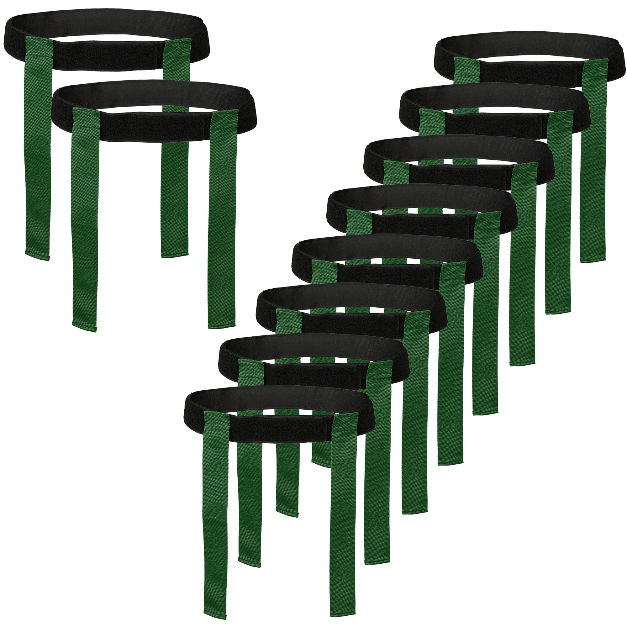 Rugby Tackle Tag Belts and Flags โ Set of 6 Adjustable Belts with 12 Detachable Flags โ Ideal for Tag Rugby, PE, and Team Sports โ Fits Kids and Adults โ Durable & Bright (Green, Pack 10)