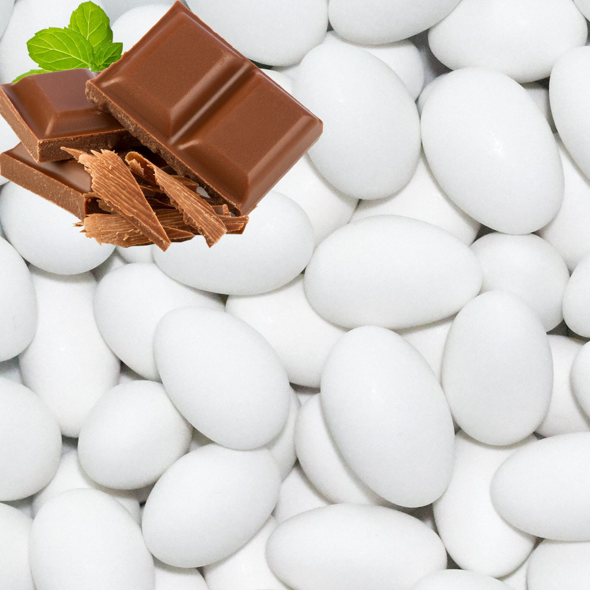 EinsSein Peladillas de Almendra Chocolate con Leche blanco mate 1kg | 160 pieza Confeti Dulce para Fiestas | Grageas para Boda Bautizo y Comunión | Cumpleaños y Eventos