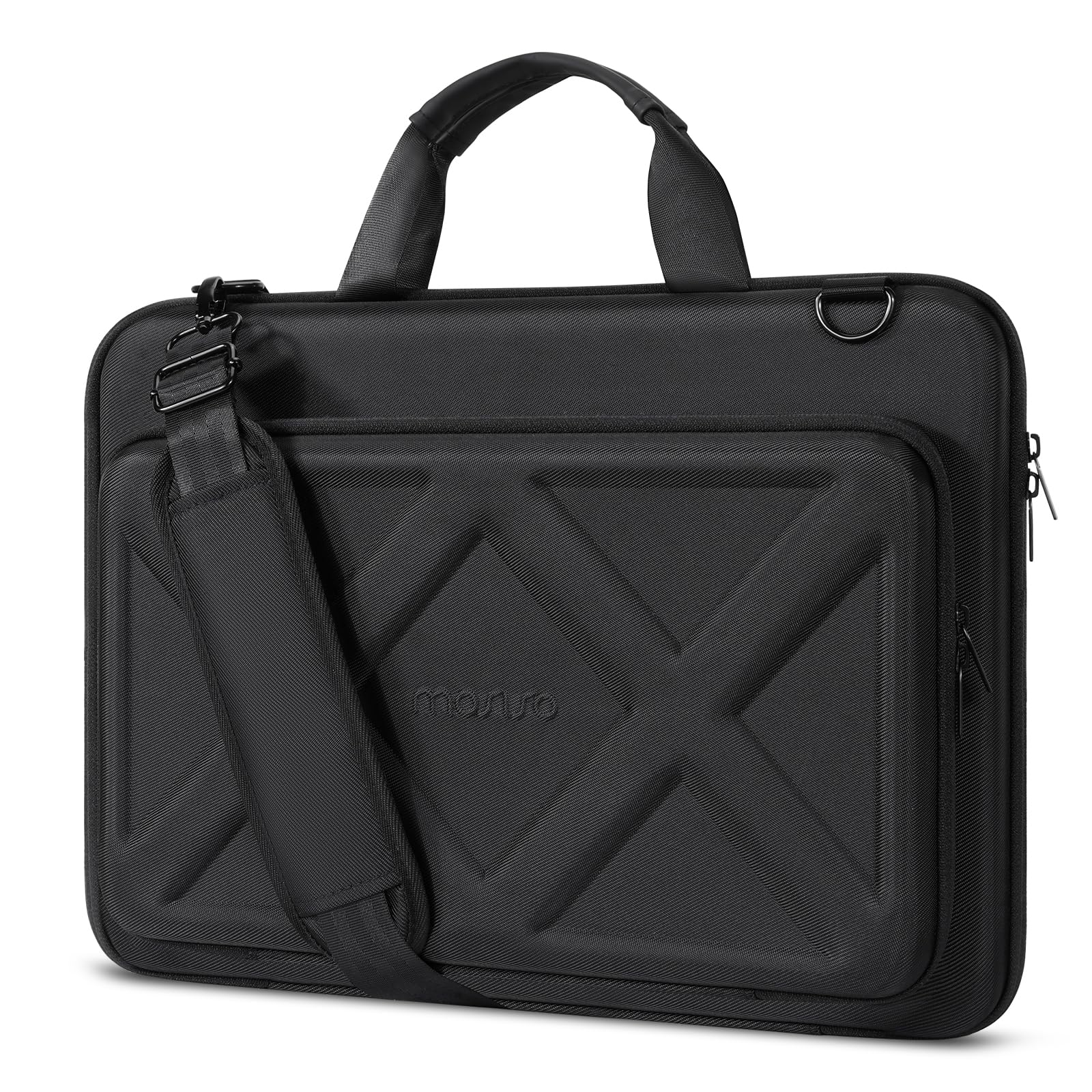 MOSISO Hartschale Laptoptasche Herren, 15-16 Zoll EVA Laptop Schultertasche | Kompatibel mit MacBook HP Dell Lenovo Asus, X-Pac Stoßfest Laptop Umhängetasche mit Erhöhte Frontfach&Schultergurt, Schwarz