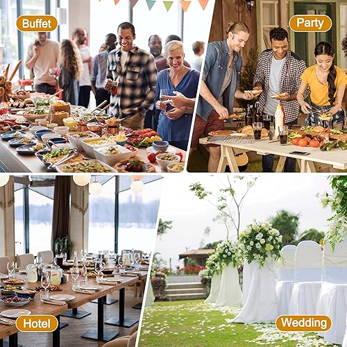 Miniatura 8 de Nova Microdermabrasion Juego de 6 platos de bufé de acero inoxidable de 5 cuartos de galón, calentadores de alimentos para catering, fiestas con