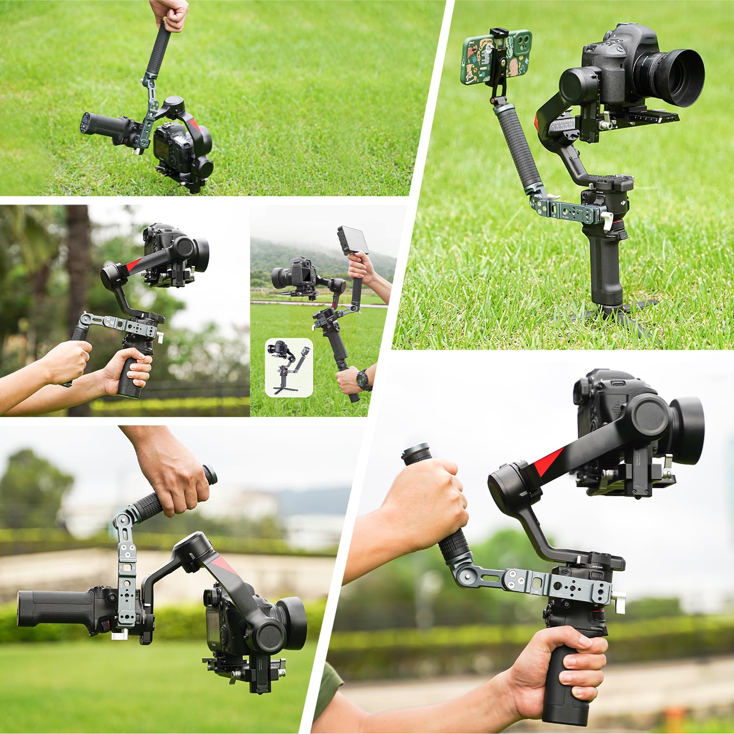 Koolehaoda Mango de cardán ajustable para DJI RS 4, RS 4 Pro, RS 3 Mini, RS 3, RS 3 Pro, RS 2, RSC 2, estabilizador de cardán RSC 2, rica expansión para disparos de ángulo bajo, carga 5 kg. KQ1099