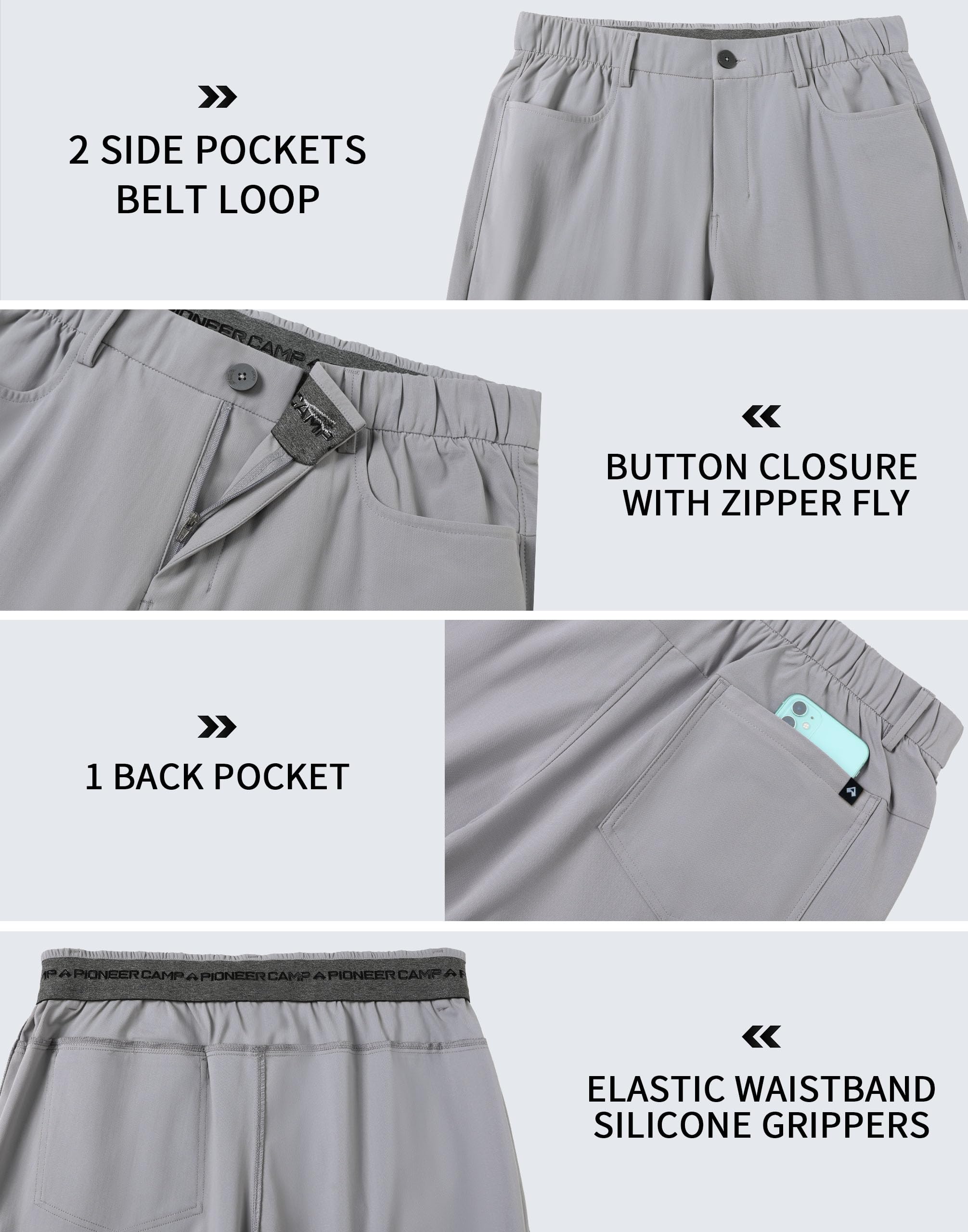Pantalon de golf pour homme – 76,2 cm/81,3 cm – Pantalon habillé infroissable 5 poches extensible décontracté pour le travail et les voyages