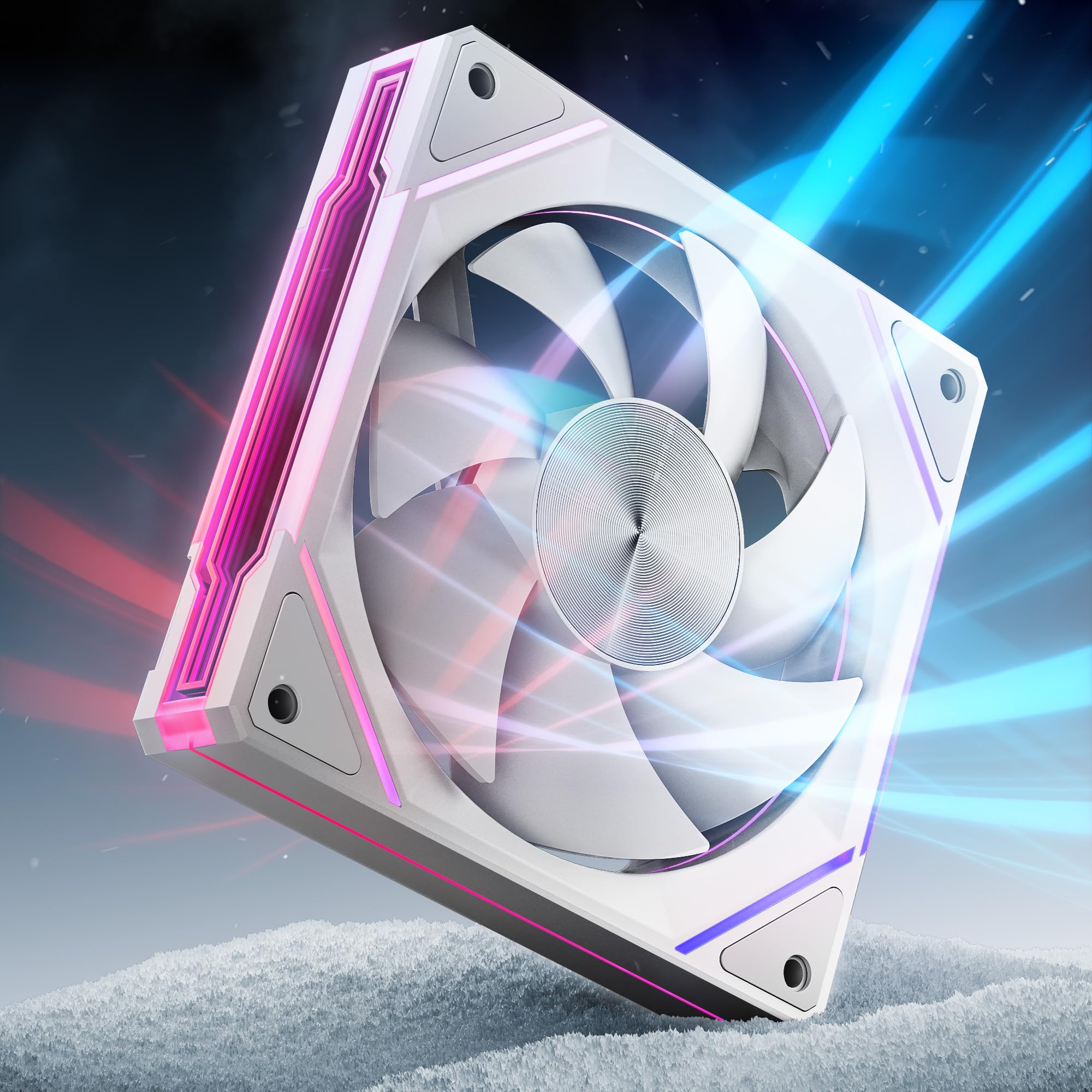 AsiaHorse Ventilador ARGB para PC 120MM [Infinity Mirror] [HDB] Ventilador RGB de 1800RPM 5V 3 pines ARGB 12V 4pines PWM vida útil de 50000 horas AMICIPro Blanco