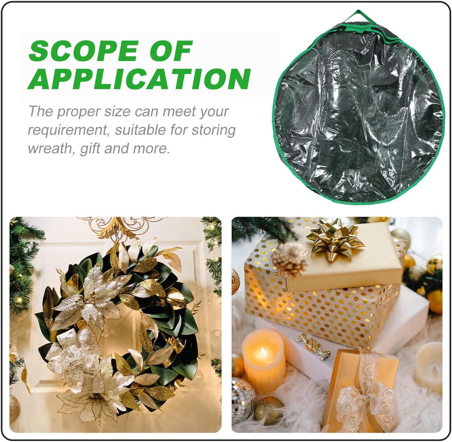 MAGICLULU Christmas Wreath Storage Bag 30cm Foldable Wreath Holder with Window Green Sturdy Organizer for Holiday Decoration Storage