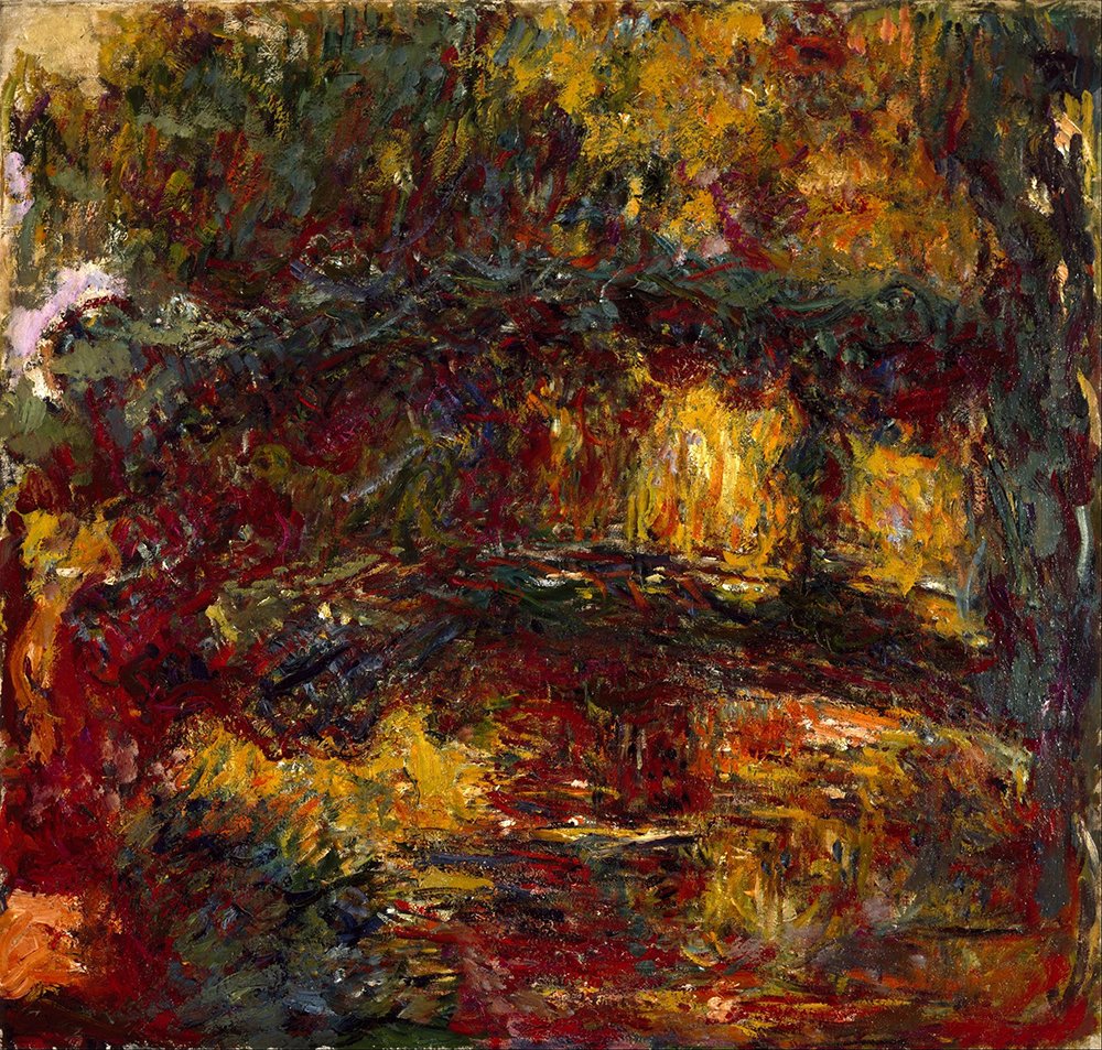 Claude Monet Giverny grand tableau encadré marron mat anti-reflet pour mur vide