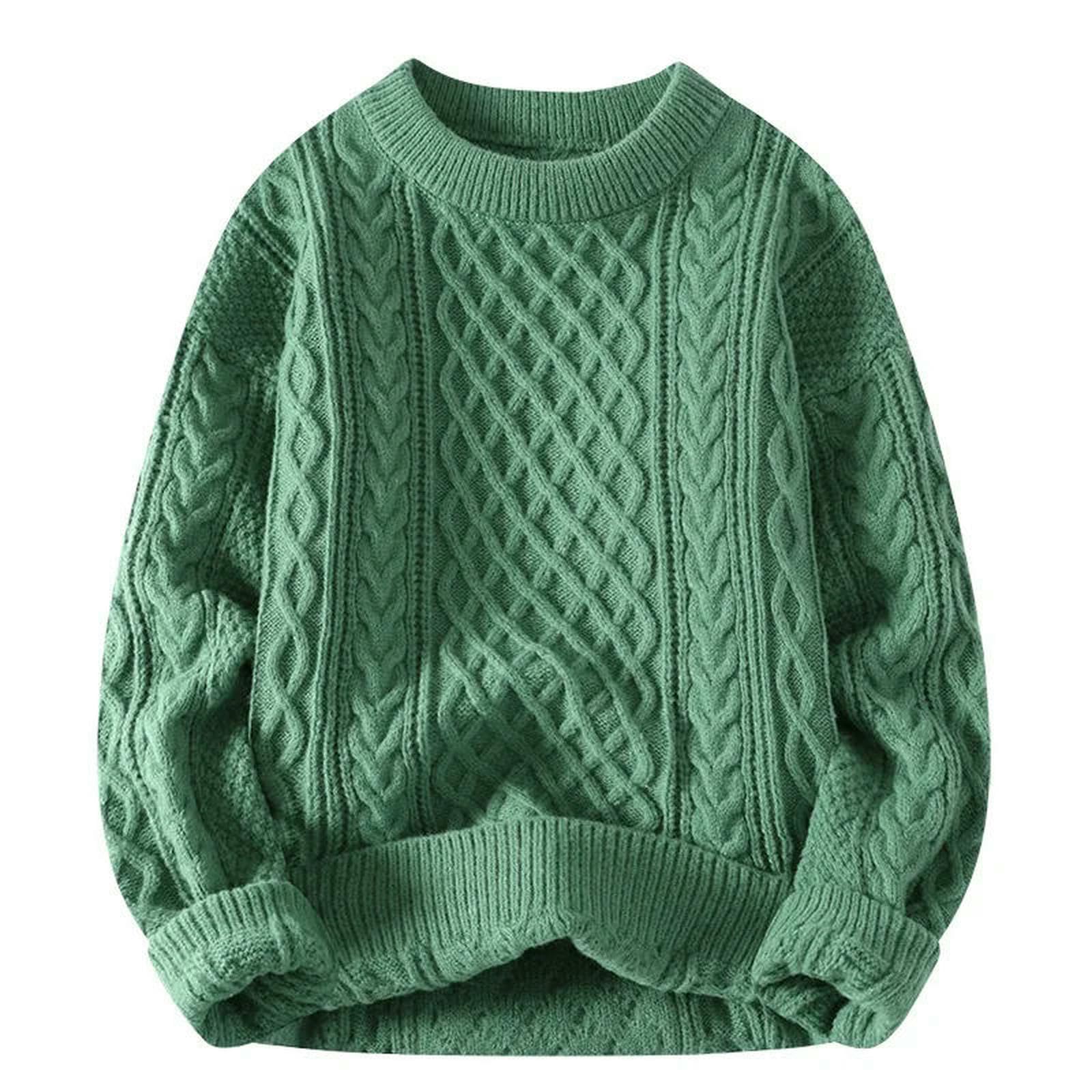 Maglione Uomo da Autunno Inverno Vintage O Collo Pullover Lavorato A Maglia Maglioni Larghi Harajuku retrò Lavorati Maglia-cachi-3xl