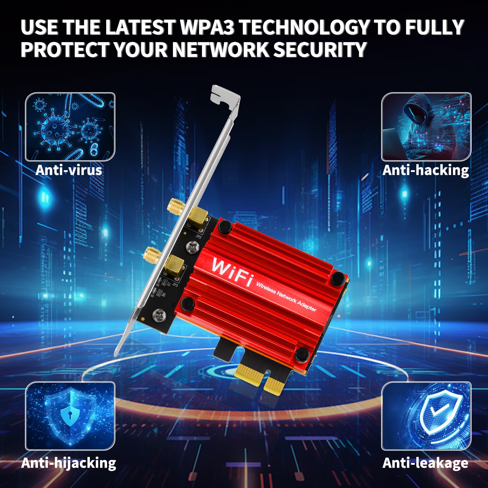 Eightwood Scheda WLAN WiFi 6E Intel AX210 Bluetooth 5.3 WLAN scheda di rete WLAN PCI-E 6G/5G/2.4G Tri Band WiFi 6E scheda 5374 mbit/s con antenna Wi-Fi 6E + CD per PC Windows 11/10 (64 bit) Laptop