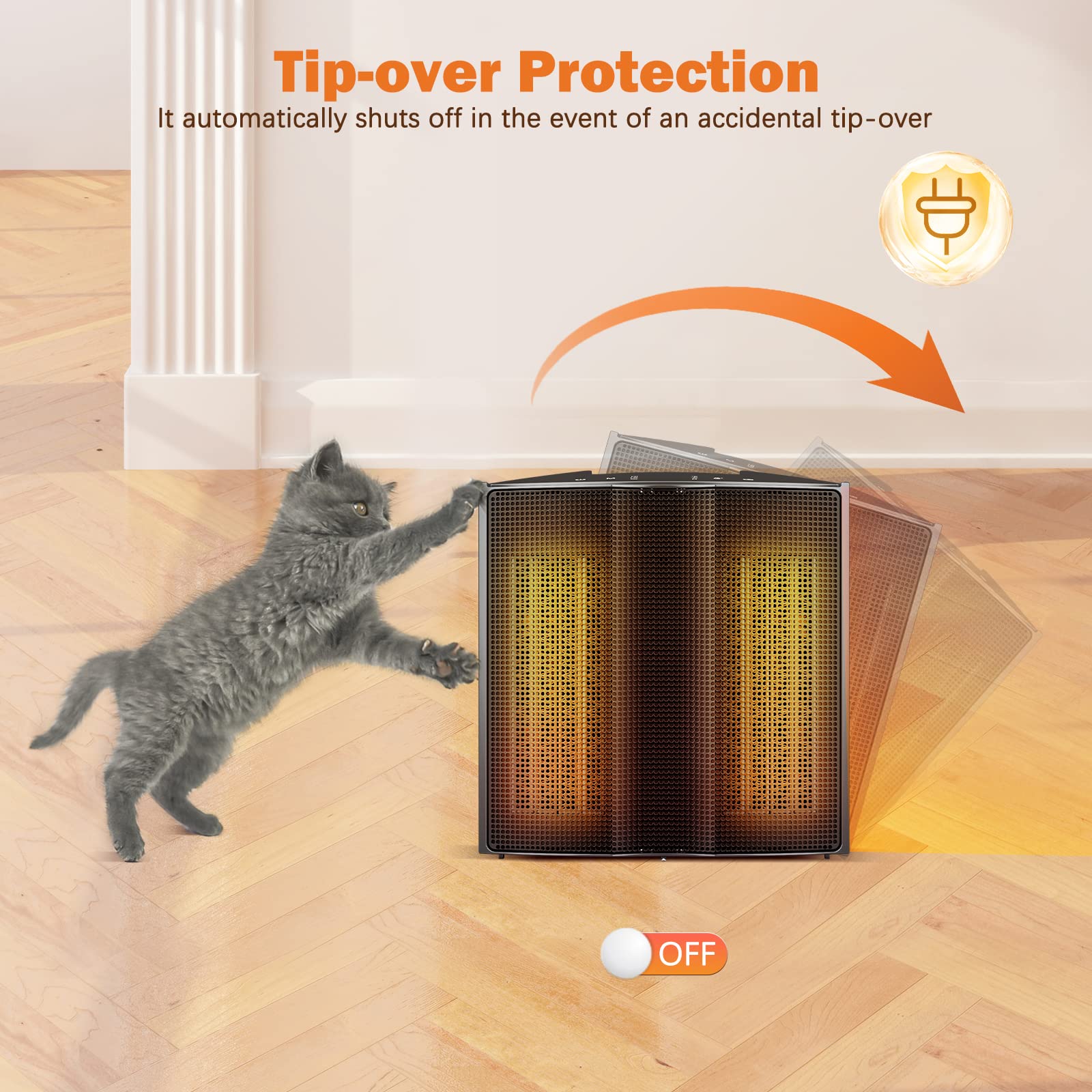 Grelife Fast Heating Space Heater for Indoor Use, 1500W Dual PTC Portable Heater with 80Â° Wide Heating Range, Small Electric Heater with 3 Modes Thermostat, Timer, Quiet Desk Heater for Office Bedroom