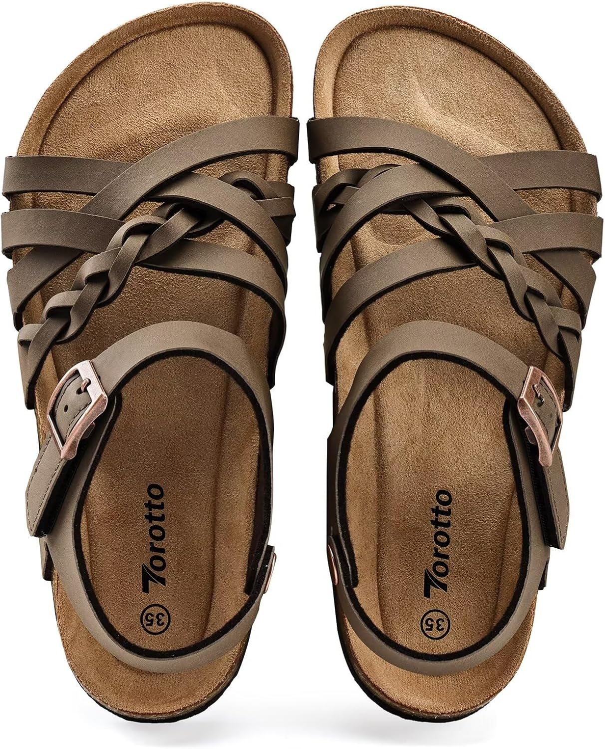 Torotto Girls Sandals with Cork Footbed Adjustable Buckle Casual Slides Sandals Open Toes Flat for Kids Toddler