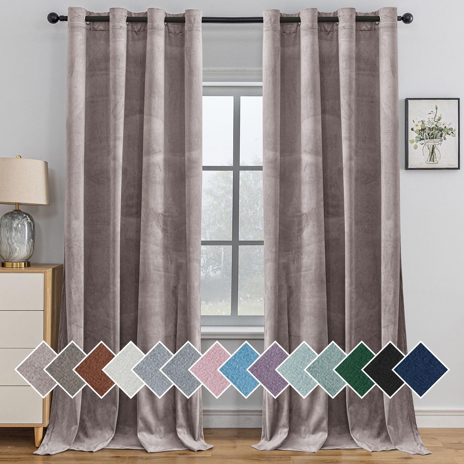 Ystyle 2 Piece Velvet Interior Curtains, 140 x 245 cm, Blackout Curtains Bedroom Modern with Eyelets