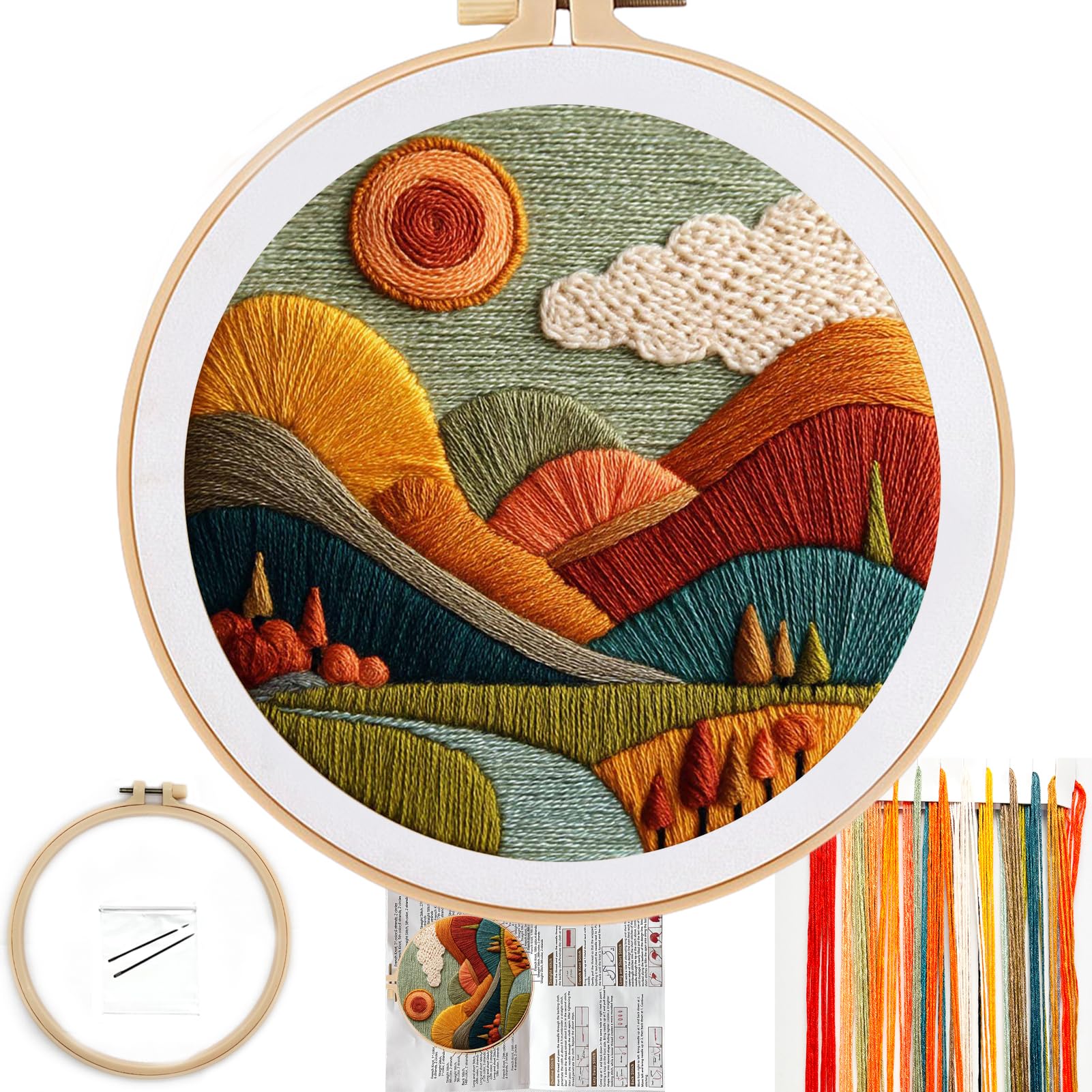 Beginner Embroidery Kit - Vibrant Landscape Designs -1