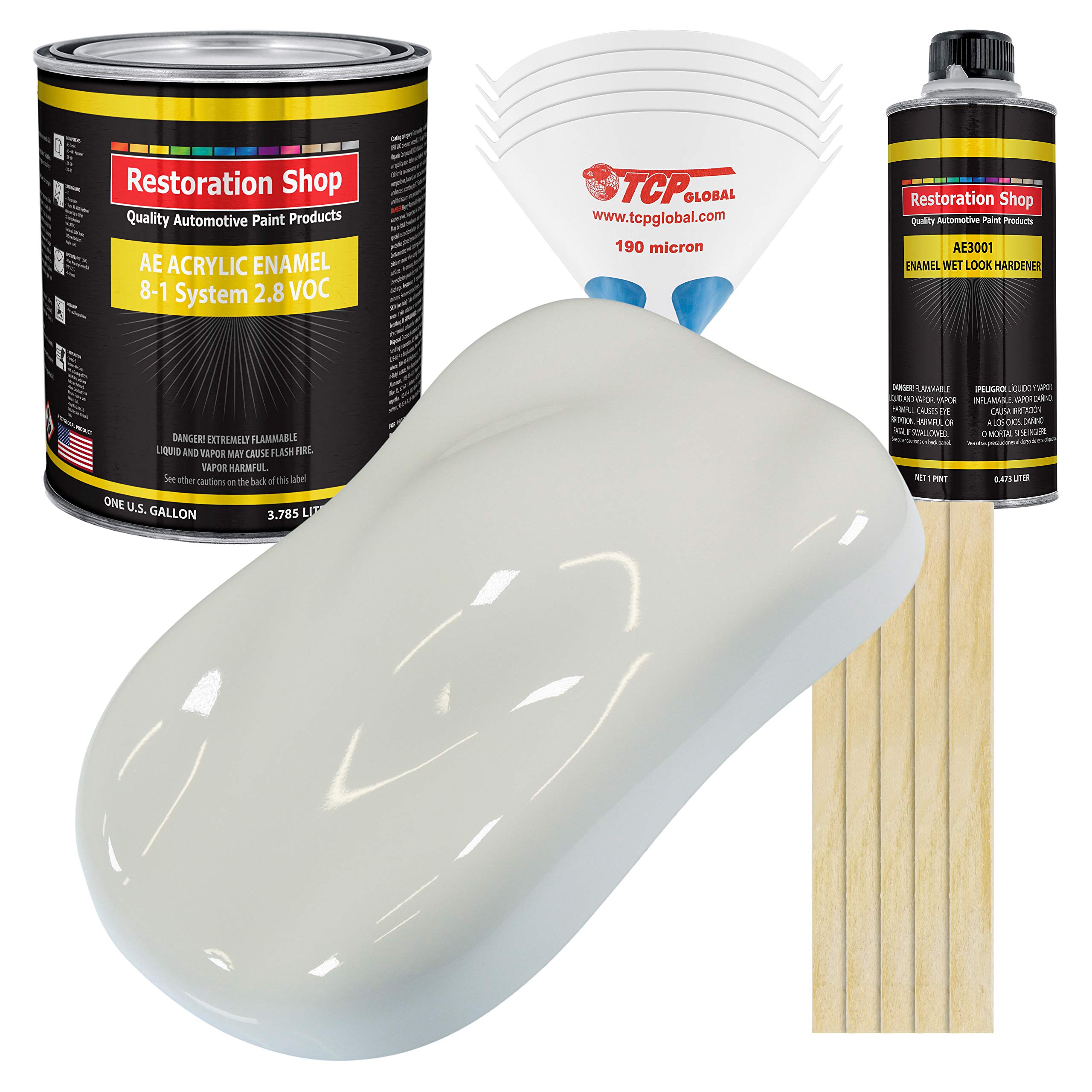 Restoration Shop - Linen White Acrylic Enamel Auto Paint - Complete Gallon Paint Kit - Professional Single Stage High Gloss Automotive, Car, Truck,