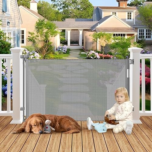 Miniatura 8 de Puerta retráctil para exteriores resistente a la intemperie para perros con tornillos y varillas de acero inoxidable que no se oxidan, puertas Negro