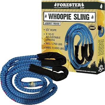حبال FORESTER Arborist Whoopie - 1/2" x 3-5 Rigging Sling | طول قابل للتعديل | معدات Arborist | حبال التسلق | مرساة لـ Port A Wrap