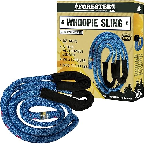 FORESTER Arborist Whoopie Sling - 1/2" x 3-5' Rigging Sling | Adjustable Length | Arborist Equipment | Climbing Sling | Anchor for Port A Wrap