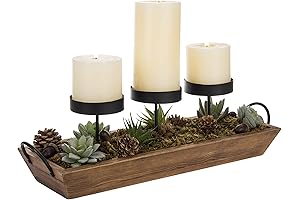 MyGift Metal and Wood Candle Holder - A Stunning Christmas Centerpiece for Your Dining Table