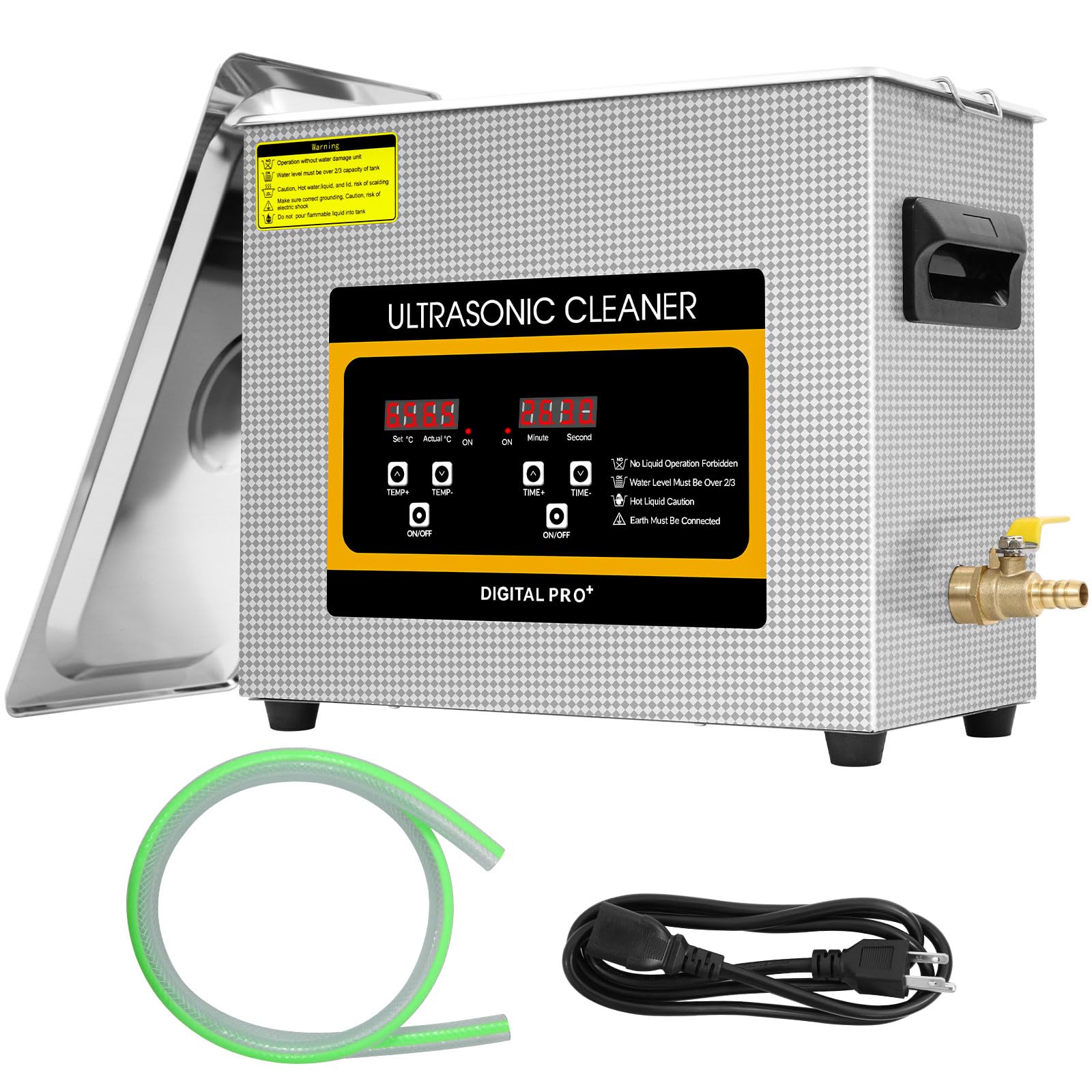 Ultraschallreinigungsgerät 6L, Professioneller Edelstahl Ultraschallreiniger mit Heizung und Timer, Ultraschallreiniger für Brillen, Uhren, Zahnersatz und Schmuck