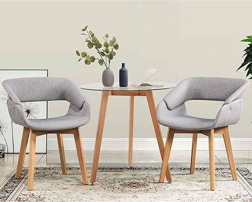 Miniatura 12 de ivinta Juego de 2 sillas de comedor modernas con cojín de tela tapizada y patas de madera maciza para comedor, cocina, sala de estar, Resturant 9122