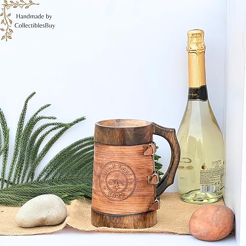 Miniatura 2 de collectiblesBuy Taza de café de madera antigua, jarra rústica tallada a mano para bebidas | Regalo de padrinos de boda de estilo medieval,