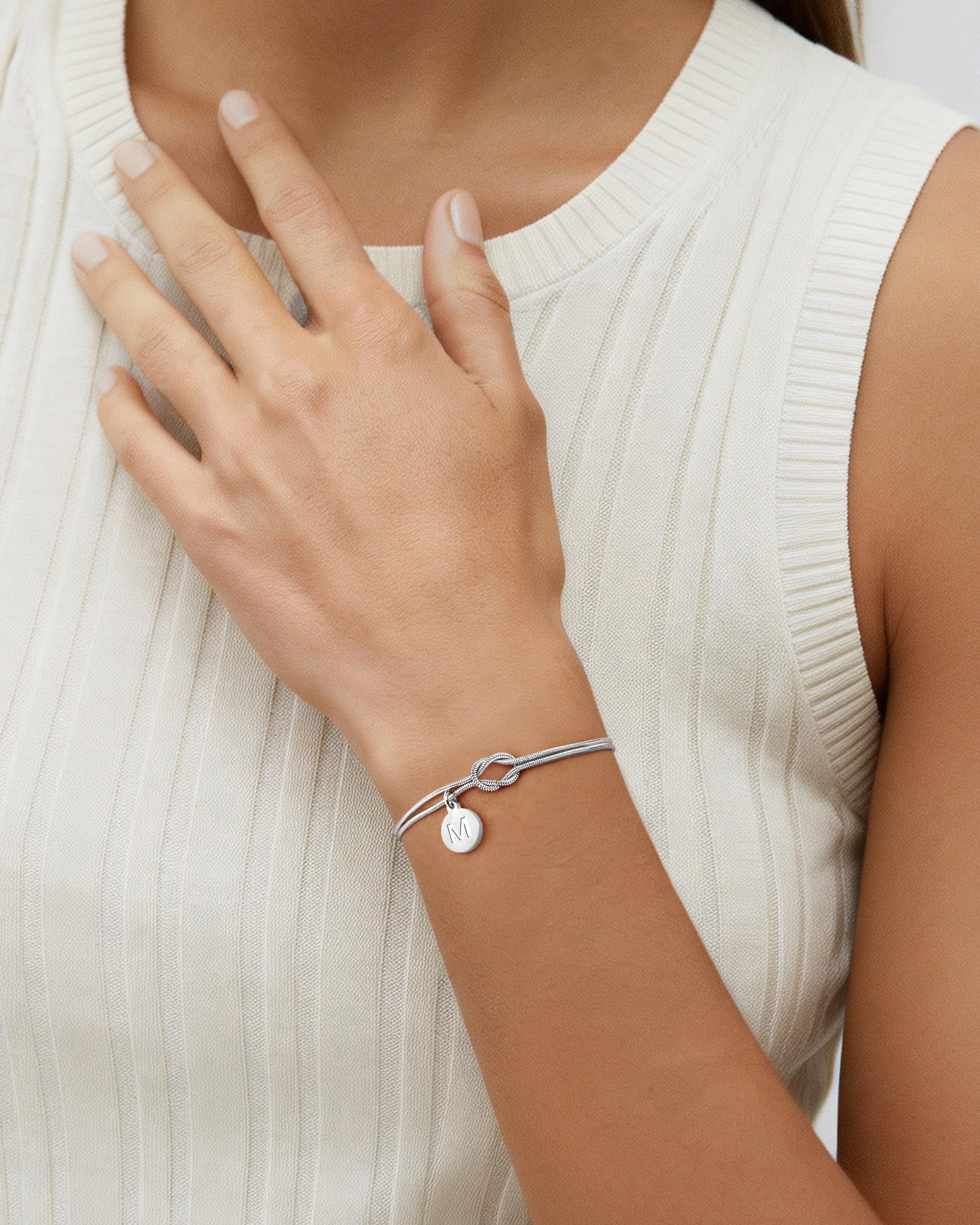 J.Fée Bracciale Nodo con Iniziali per Donna e Uomo,Bracciale Donna Argento 925 e Bracciali Donna Oro 14K,Regalo Donna Uomo Regalo Amica Coppia Regali per Lei