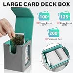Card Deck Box for MTG Commander, Magnetic Card Display Case,TCG Card Storage Box, Holds 100 Double-Sleeved Cards, Gray & Blue