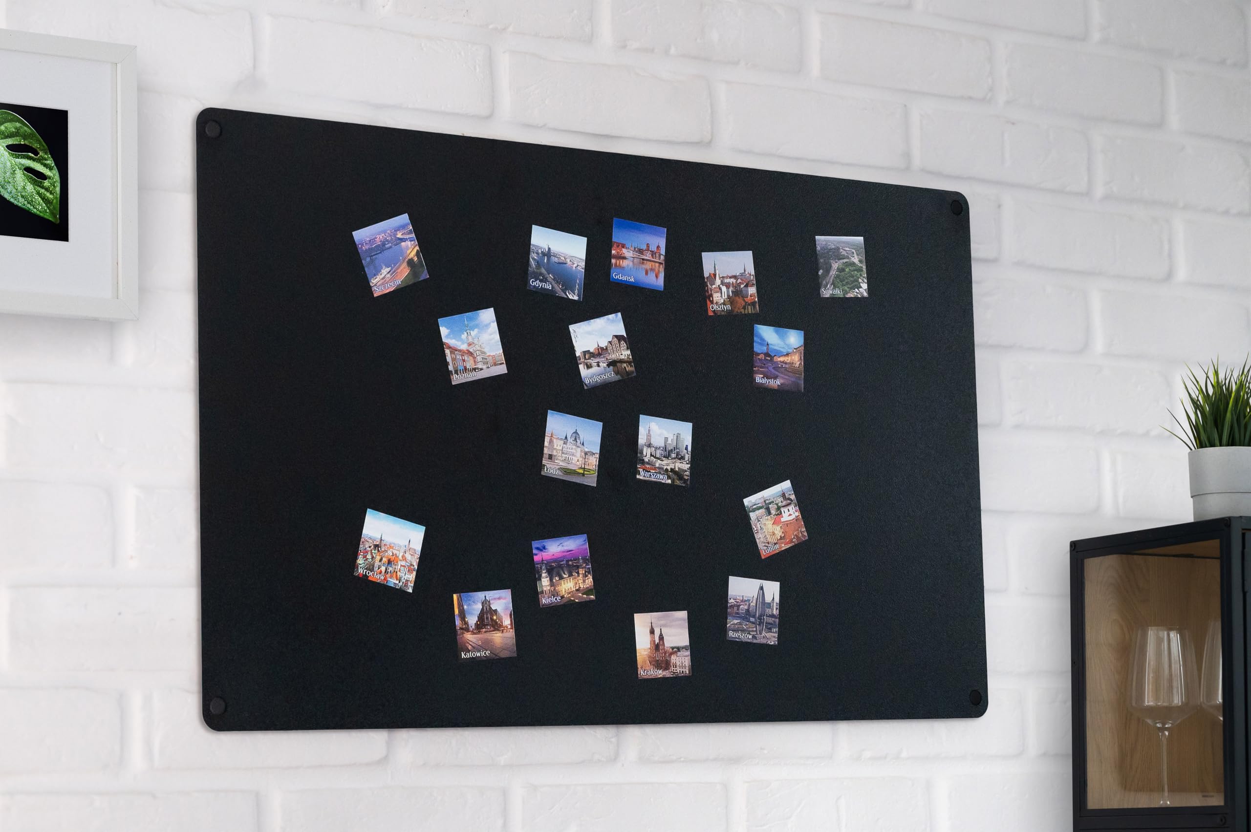 2x Lavagna Magnetica da Parete in Acciaio Nera 80x50 cm, Black Memo-Board, Pannello Magnetico per Calamite, Lavagna da Cucina, Ufficio, Camera dei Bambini