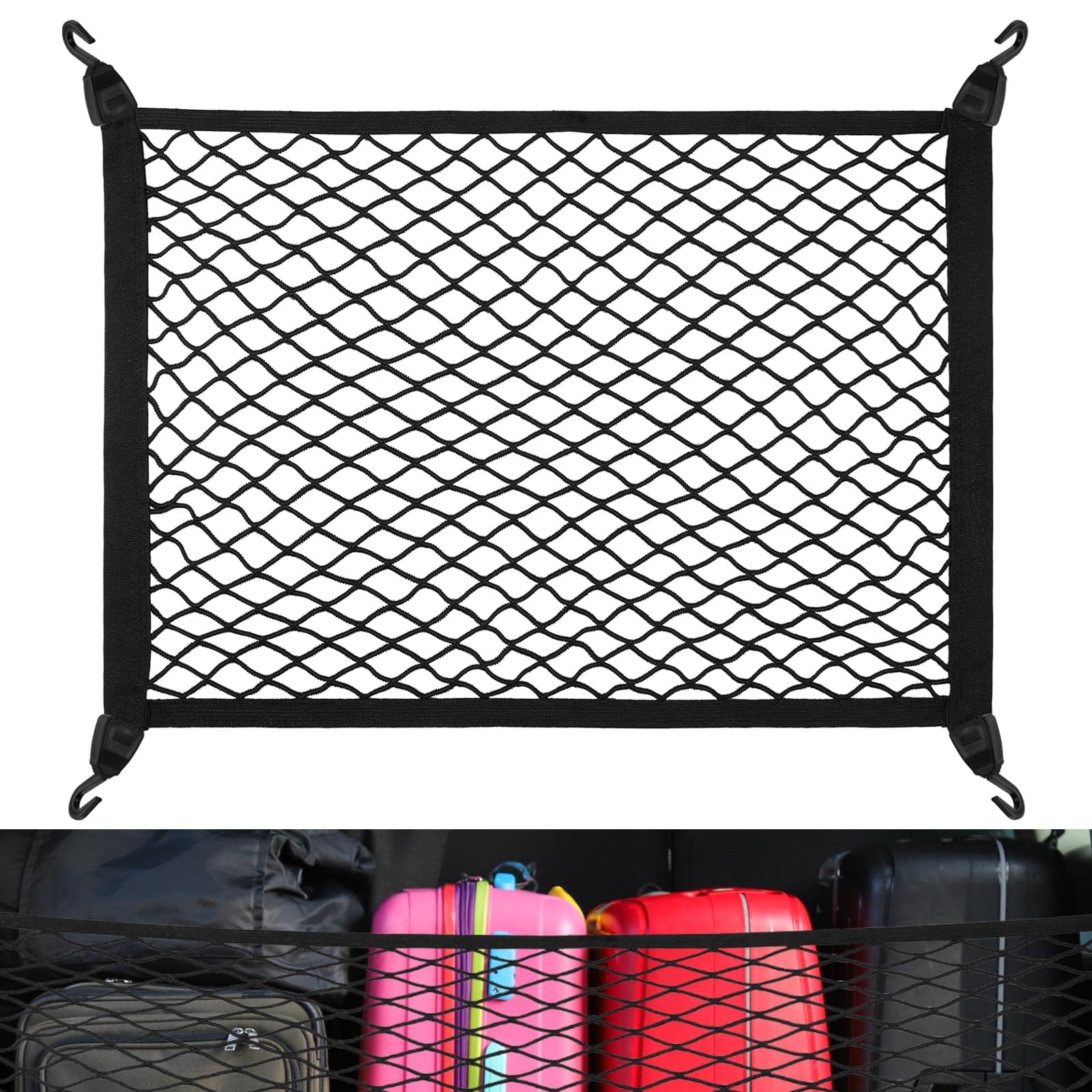Tryagat 1 Piece Car Boot Cargo Net for Smart #1 Smart 1 SUV 2023 2024+ Trunk Storage Grid Highly Elastic Durable Rear Vehicle Organizer Net,60 * 40cm