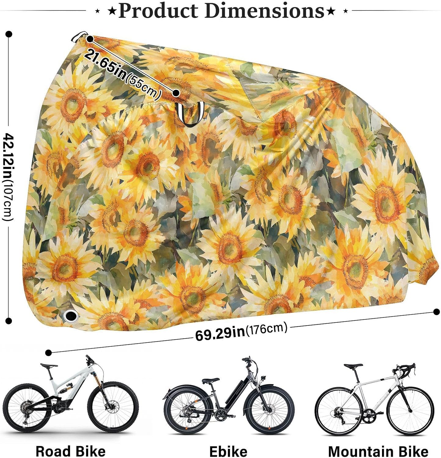 Sunflower Oil Painting Bike Cover Waterproof Outdoor Exercise Bike Cover Bikes Accessories