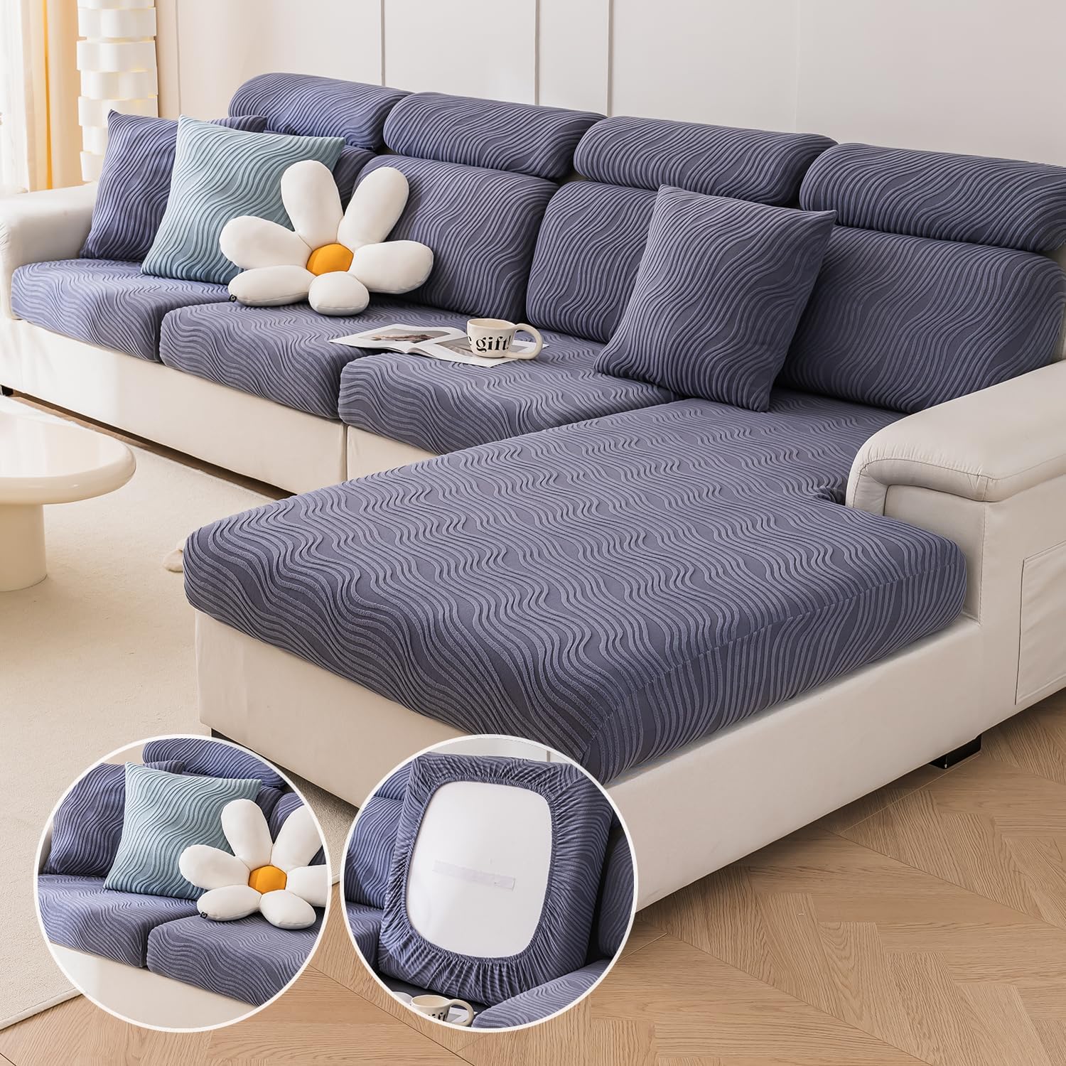 Magic Sofa Cover Stretch Waterproof, 2023 New Wear-Resistant Universal sectional Couch Covers,Washable Sofa Hero Covers, Soothing L Shaped Couch Cove ?Dark Grey Plus Size Chaise XXL Cover? (47.2 "*71.8 "*7.87 ")Recliner cushion cover Dark Grey