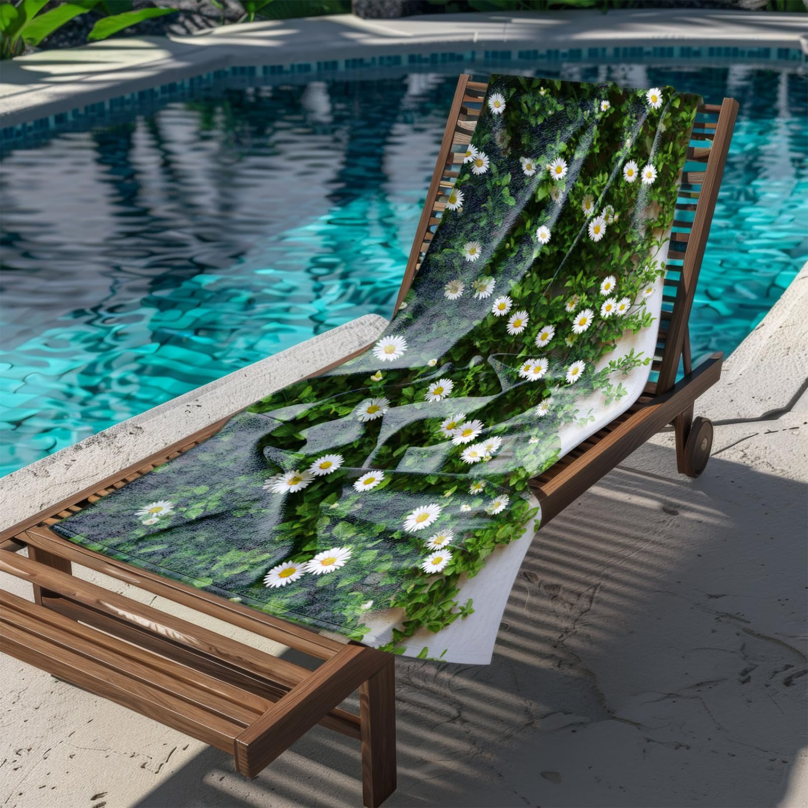 Générique Serviette Microfibre Plage Modèle Vert Blanc