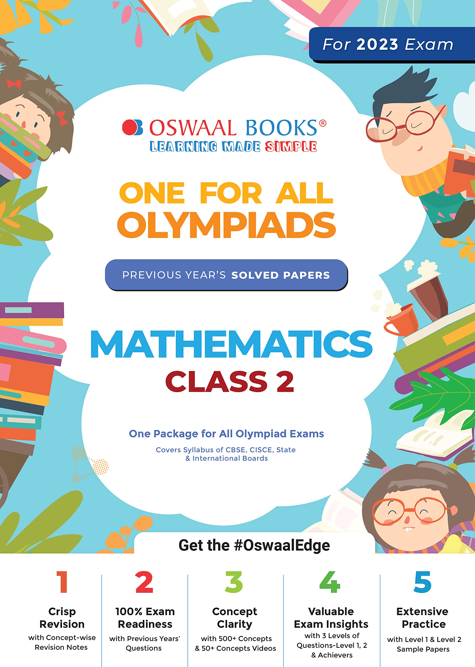 Oswaal One For All Olympiad Previous Years’ Solved Papers, Class-2 Mathematics Book (Useful book for all Olympiads) (For 2023 Exam)