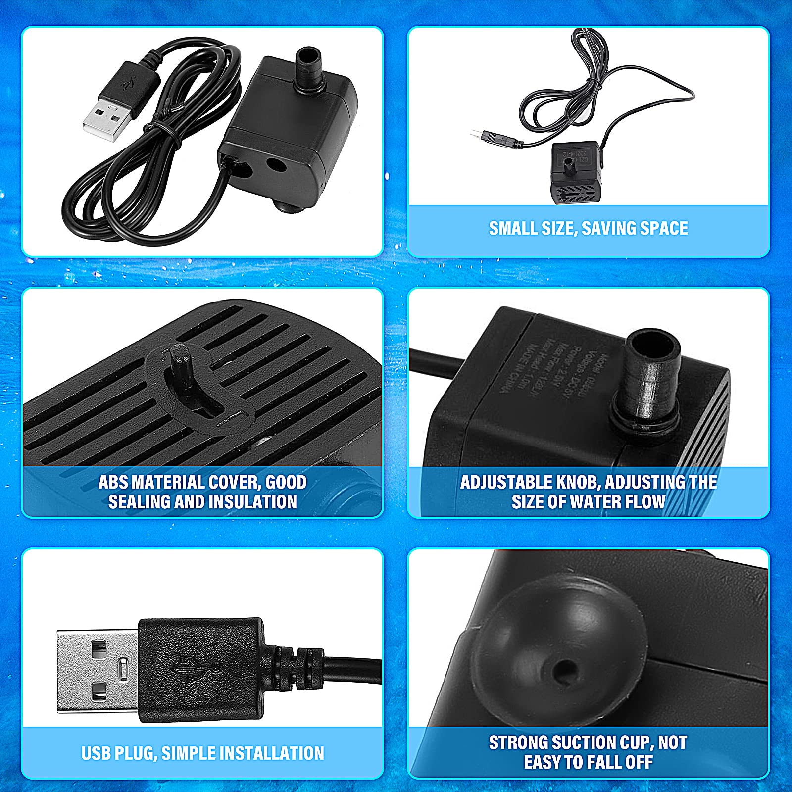 Bomba De Agua Sumergible USB 5V – Mini Fuente Para Acuarios, Estanques Y Decoración De Micropaisajes, Accesorio ABS