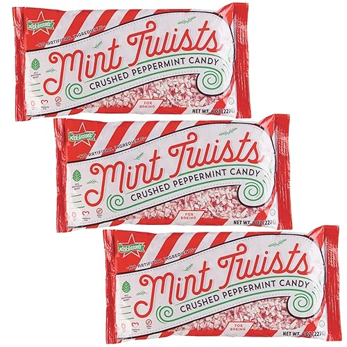 Miniatura 7 de Paquete de dulces de menta triturada Incluye una bolsa de tres 8 onzas de caramelo de menta triturado Atkinsons Mint Twists más un imán de