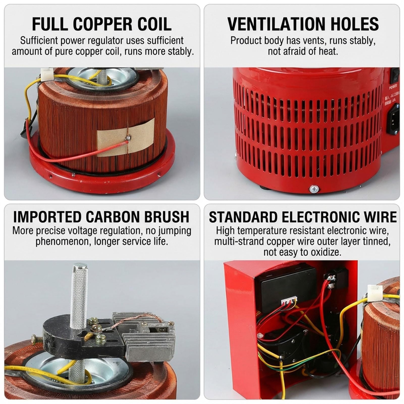 Trasformatore di Tensione Variabile 2000VA, Alimentatore CA Regolabile 0-300V, Ingresso 220-240V, 50/60Hz, per Macchine Utensili, Attrezzature di Test, Uso Industriale(500VA)
