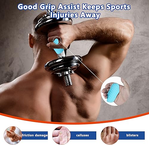 Miniatura 3 de Agarres de silicona para levantamiento de pesas, guantes de entrenamiento para hombres, agarre antideslizante para entrenamiento de gimnasio para