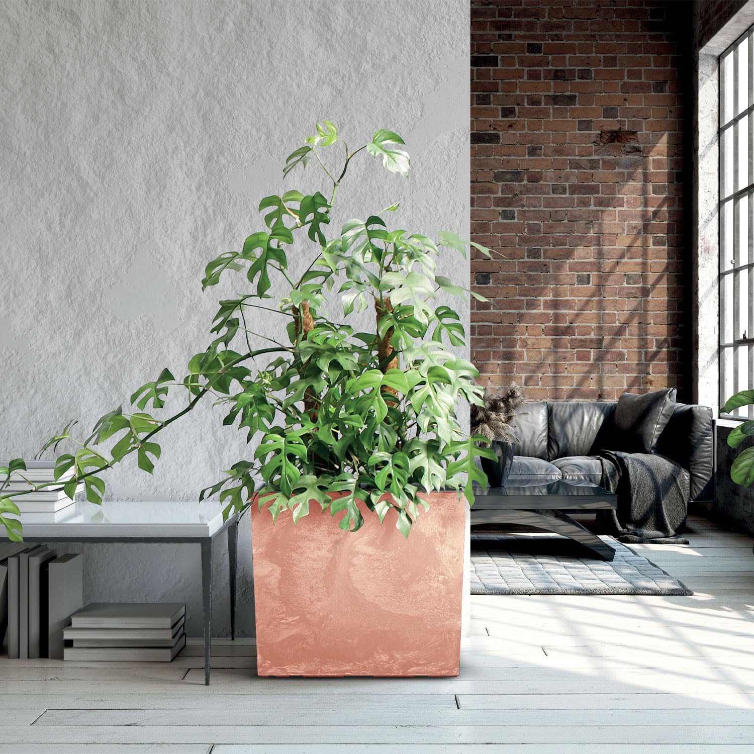 Lot De 3 Pots De Fleurs Rectangulaires IMJ-Global Furu Case 58x18x50cm - Design Moderne Gris Pour Intérieur/Extérieur