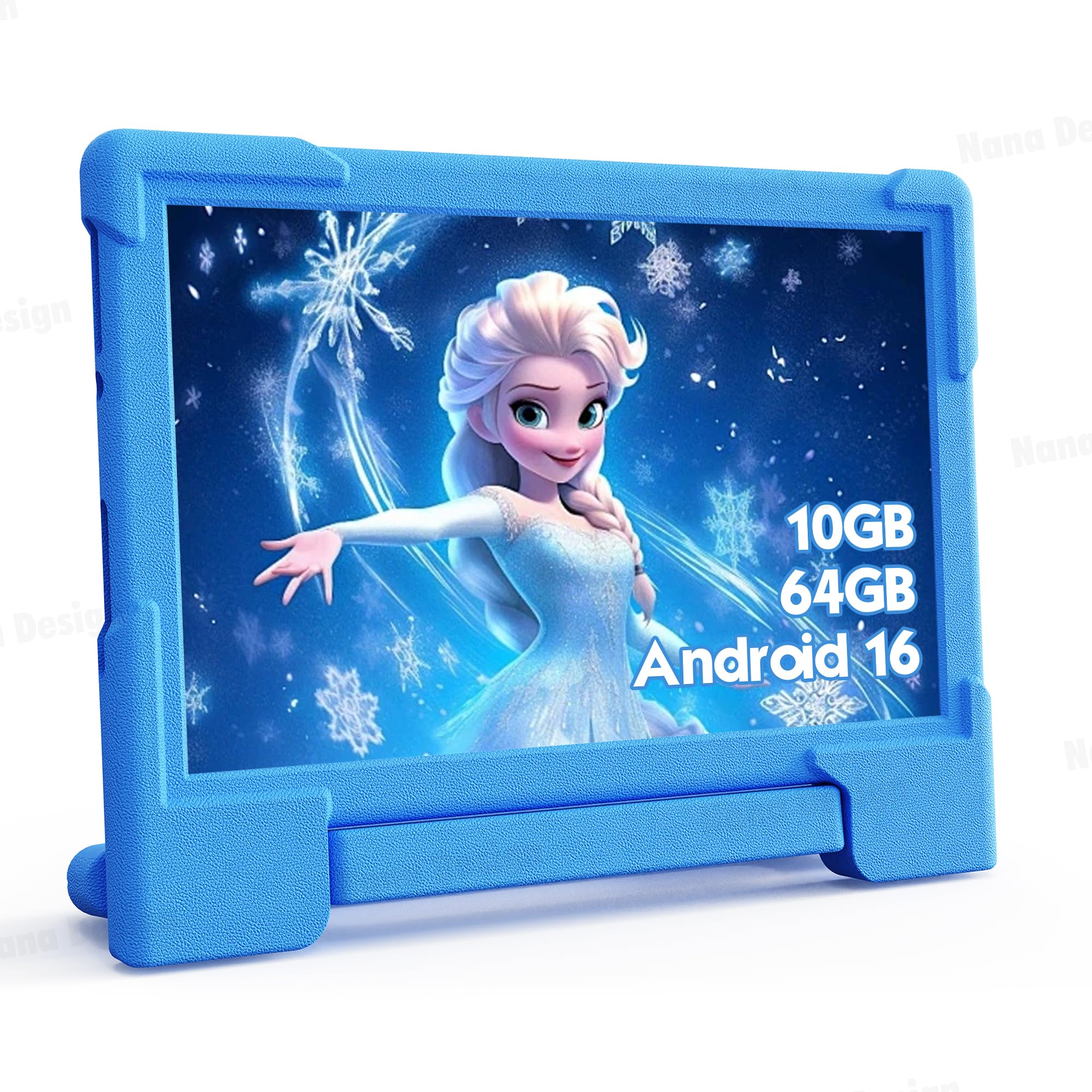 YosaToo Kids Tablet 10" Android 16 with Case 10(3+7) GB 64GB for Kids 3-12
