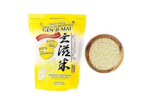 Gen-Ji-Mai Arroz integral de cocción rápida para preparación de comidas y cocción a granel, sin gluten, vegano, paleo, hipoalergénico con un 64% más