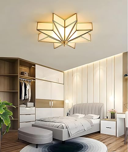 Miniatura 5 de MIXL Lámpara de techo empotrada en forma de estrella, 4 luces, estilo de mediados de siglo, lámpara de techo con pantalla de vidrio esmerilado