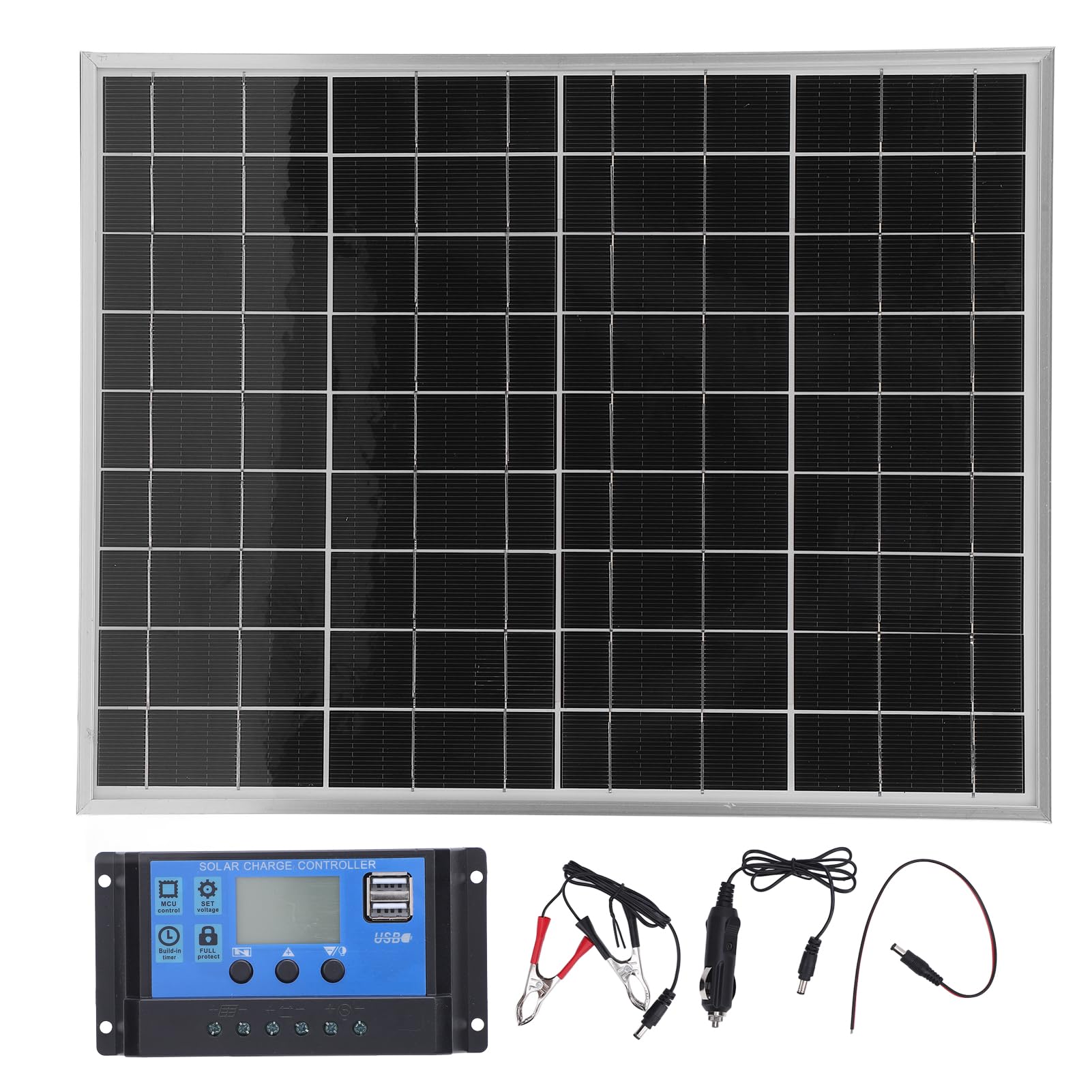 Dpofirs Caricabatterie Solare Monocristallino 15W con Controller 60A
