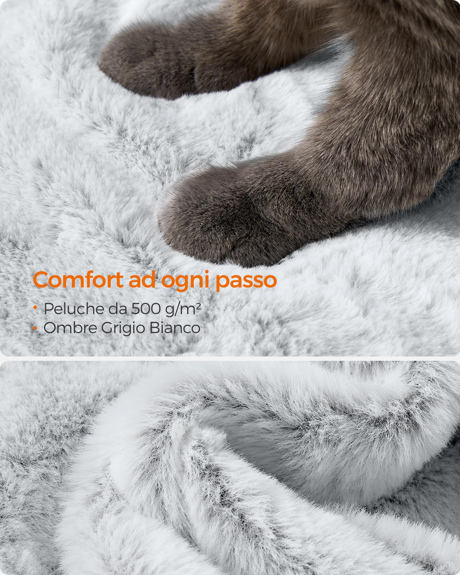 Feandrea Albero per Gatti, Tiragraffi, Morbido, Ombré Grigio Bianco PCT162W01